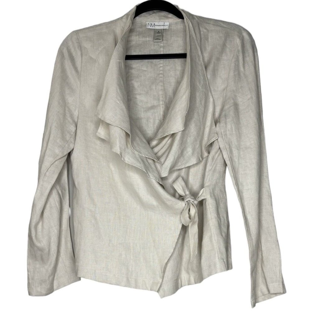 Neiman Marcus Linen Wrap Jacket (Women’s Size S) Lightweight Double Collar